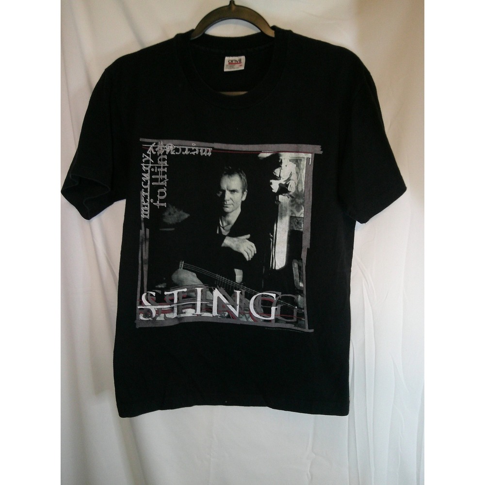 Vintage 1996 Anvil Sting Mercury Falling Tour Black Graphic T-Shirt Medium